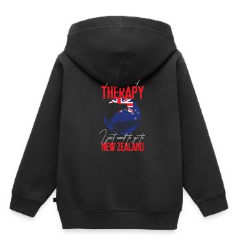nouvelle-Zélande - Sweat Premium à capuche enfant bio - noir - Dos - AI Model Kid Male (0cm)