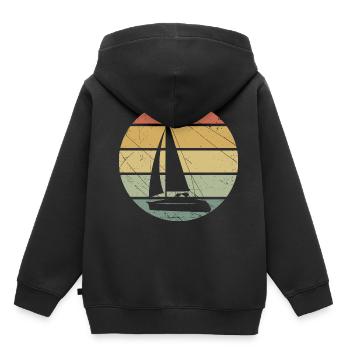 Segeln Schiff - Kinder Premium Organic Hoodie - Schwarz - Hinten - AI Model Kid Male (0cm)