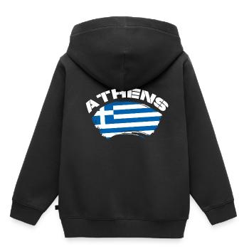 Athen - Kinder Premium Organic Hoodie - Schwarz - Hinten - AI Model Kid Male (0cm)