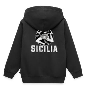 Sicile - Sweat Premium à capuche enfant bio - noir - Dos - AI Model Kid Male (0cm)