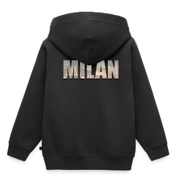 Milan - Sweat Premium à capuche enfant bio - noir - Dos - AI Model Kid Male (0cm)