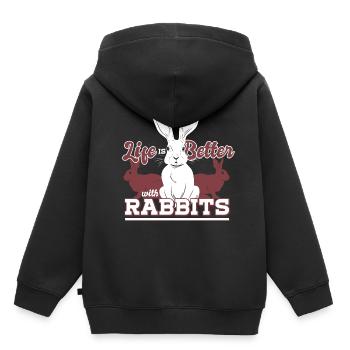 lièvre - Sweat Premium à capuche enfant bio - noir - Dos - AI Model Kid Male (0cm)