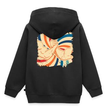 Armdrücken - Kinder Premium Organic Hoodie - Schwarz - Hinten - AI Model Kid Male (0cm)