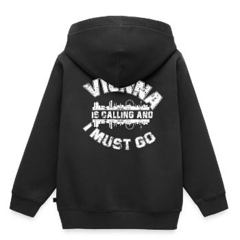 Wien - Kinder Premium Organic Hoodie - Schwarz - Hinten - AI Model Kid Male (0cm)