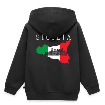 Sicile - Sweat Premium à capuche enfant bio - noir - Dos - AI Model Kid Male (0cm)