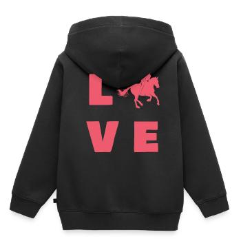 chevaux - Sweat Premium à capuche enfant bio - noir - Dos - AI Model Kid Male (0cm)