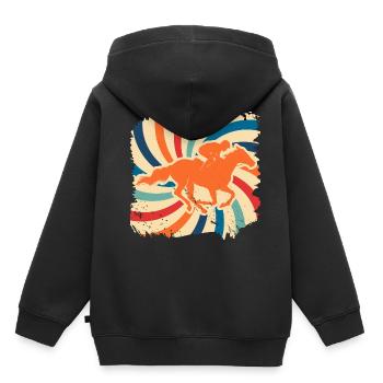 chevaux - Sweat Premium à capuche enfant bio - noir - Dos - AI Model Kid Male (0cm)