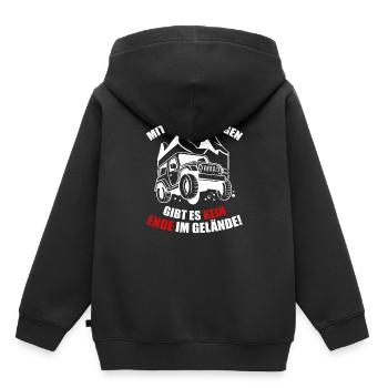 Mit meinem Wagen gibt es kein Ende im Gelände! - Kinder Premium Organic Hoodie - Schwarz - Hinten - AI Model Kid Male (0cm)