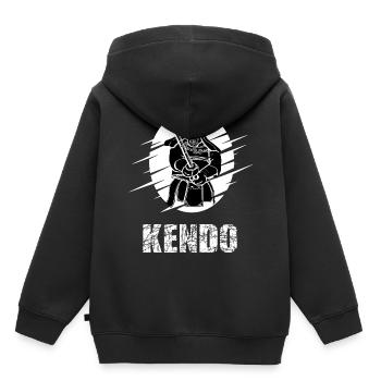 Kendo Kenjutsu Schwertkampf T Shirt für Kendoka - Kinder Premium Organic Hoodie - Schwarz - Hinten - AI Model Kid Male (0cm)