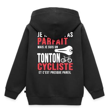 tonton cycliste humour vélo velo vélos velos - Sweat Premium à capuche enfant bio - noir - Dos - AI Model Kid Male (0cm)