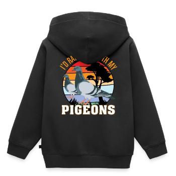 Eher mit Tauben Parkgestaltung für Taubenliebhaber - Kinder Premium Organic Hoodie - Schwarz - Hinten - AI Model Kid Male (0cm)