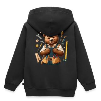 Cute Bear Craftsman - Kinder Premium Organic Hoodie - Schwarz - Hinten - AI Model Kid Male (0cm)