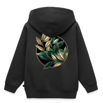 Elegante Pflanzen - Kinder Premium Organic Hoodie - Schwarz - Hinten - AI Model Kid Male (0cm)