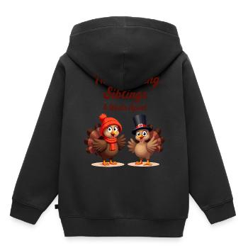 Thanksgiving Siblings - Kids Premium Organic Hoodie - black - Back - AI Model Kid Male (0cm)