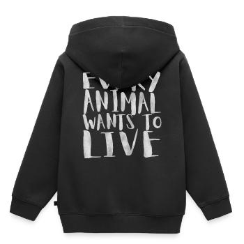 Tous les animaux veulent vivre - Sweat Premium à capuche enfant bio - noir - Dos - AI Model Kid Male (0cm)