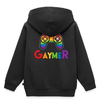 Gaymer LGBT Gaming Gift Jeu pour les homosexuels drôle - Sweat Premium à capuche enfant bio - noir - Dos - AI Model Kid Male (0cm)