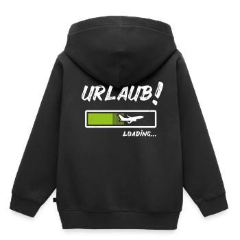 Urlaub loading - Bald Urlaub - Endlich Urlaub - Kinder Premium Organic Hoodie - Schwarz - Hinten - AI Model Kid Male (0cm)