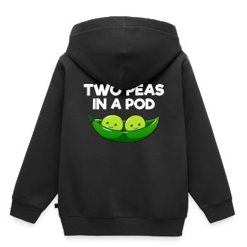 Two peas in a pod couples parents jumeaux amis - Sweat Premium à capuche enfant bio - noir - Dos - AI Model Kid Male (0cm)