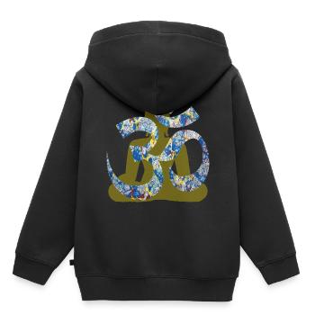 om avec buddha e 205 - Sweat Premium à capuche enfant bio - noir - Dos - AI Model Kid Male (0cm)