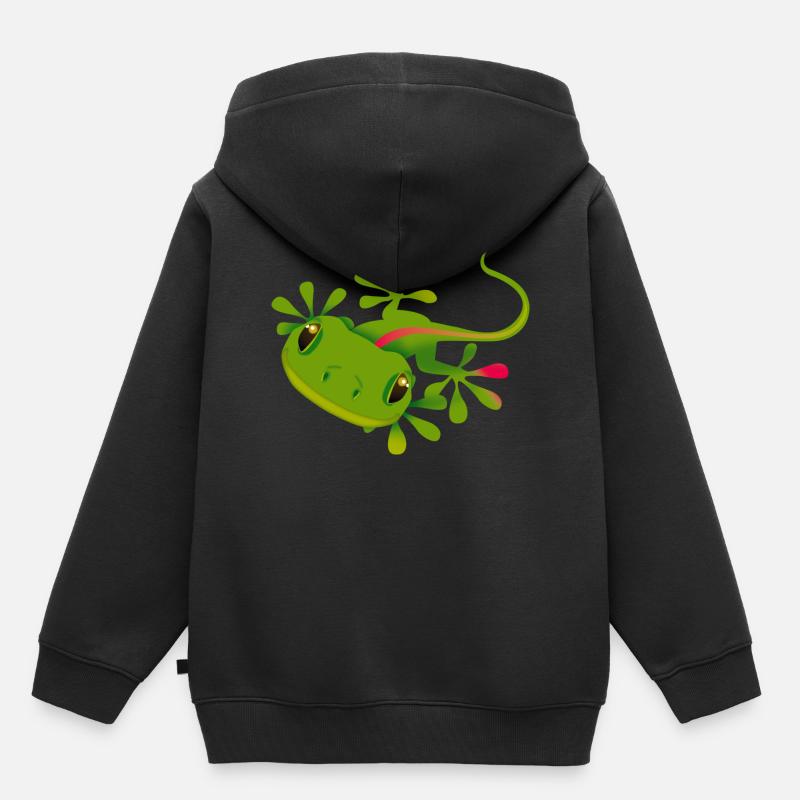 un gecko - Sweat Premium à capuche enfant bio - noir