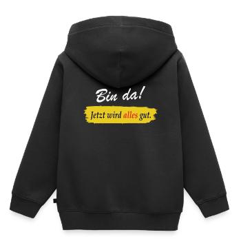 Je suis là maintenant tout ira bien - dire drôle - Sweat Premium à capuche enfant bio - noir - Dos - AI Model Kid Male (0cm)