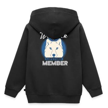 WOLF T-SHIRT CADEAU JEUNE PERSONNE SUPER FUN - Sweat Premium à capuche enfant bio - noir - Dos - AI Model Kid Male (0cm)