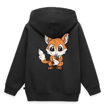 Little Fox Hunger Cookies Style Rétro Vintage - Sweat Premium à capuche enfant bio - noir - Dos - AI Model Kid Male (0cm)