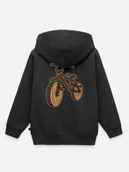 Vélo nature | Illustration du jour de la terre en bois - Sweat Premium à capuche enfant bio - noir