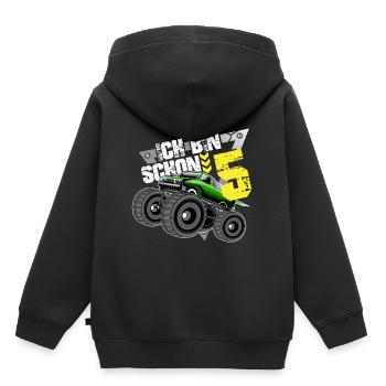 I am 5 gift 5th Birthday Monster Truck - Kids Premium Organic Hoodie - black - Back - AI Model Kid Male (0cm)