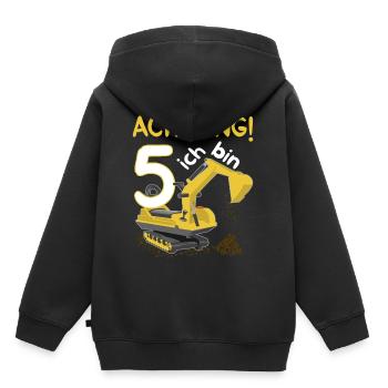 Anniversaire chemise garçon pelle j'ai 5 ans - Sweat Premium à capuche enfant bio - noir - Dos - AI Model Kid Male (0cm)