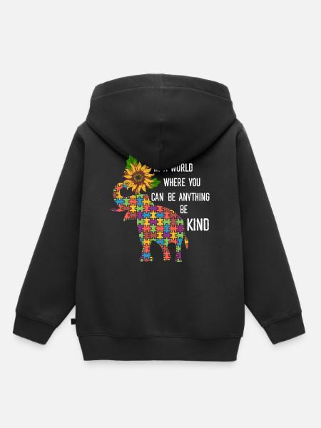 You Can Be Anything Be Kind - Elefant Sonnenblume - Kinder Premium Organic Hoodie - Schwarz