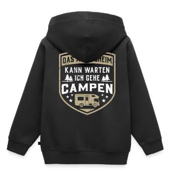 DAS ALTERSHEIM KANN WARTEN ICH GEHE CAMPEN - Kinder Premium Organic Hoodie - Schwarz - Hinten - AI Model Kid Male (0cm)