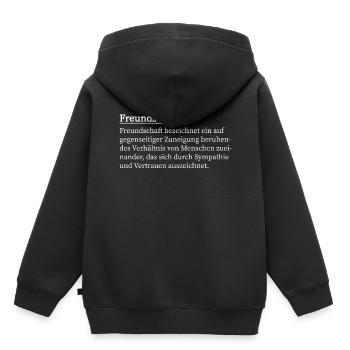 Freundschaft - Kinder Premium Organic Hoodie - Schwarz - Hinten - AI Model Kid Male (0cm)
