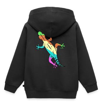 Eidechse Gecko Zoologie Wildtiere Lurch Amphibie - Kinder Premium Organic Hoodie - Schwarz - Hinten - AI Model Kid Male (0cm)