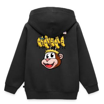 Banane protestation roi singe singe fantaisie - Sweat Premium à capuche enfant bio - noir - Dos - AI Model Kid Male (0cm)