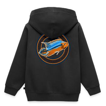 Apistogramma poissons d'ornement d'aquarium cichlidé nain - Sweat Premium à capuche enfant bio - noir - Dos - AI Model Kid Male (0cm)