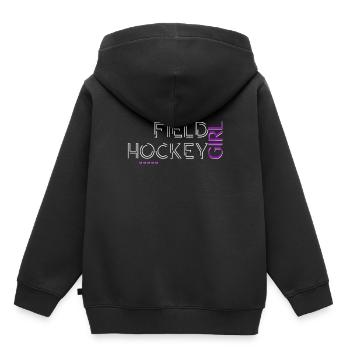 Conception de texte de joueur de hockey sur gazon - Sweat Premium à capuche enfant bio - noir - Dos - AI Model Kid Male (0cm)