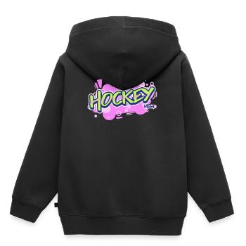 Cadeau de conception de texte PopArt maman de hockey sur gazon - Sweat Premium à capuche enfant bio - noir - Dos - AI Model Kid Male (0cm)