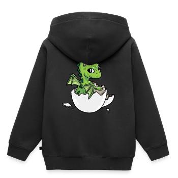 Dragon fable fables Fantasy Enfants Bébé - Sweat Premium à capuche enfant bio - noir - Dos - AI Model Kid Male (0cm)