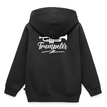 Trompette trompette trompette trompette - Sweat Premium à capuche enfant bio - noir - Dos - AI Model Kid Male (0cm)