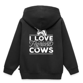 J’aime les hautes terres des hautes terres - Sweat Premium à capuche enfant bio - noir - Dos - AI Model Kid Male (0cm)