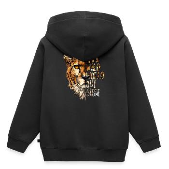 Guépard Wild World dehors protection de la nature Garde-chasse - Sweat Premium à capuche enfant bio - noir - Dos - AI Model Kid Male (0cm)