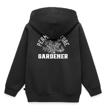 Permaculture Jardinier Durable Permaculture - Sweat Premium à capuche enfant bio - noir - Dos - AI Model Kid Male (0cm)