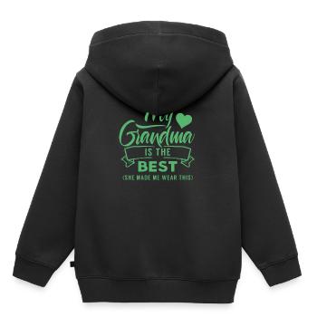 Ma grand-mère est la meilleure grand-mère grand-mère - Sweat Premium à capuche enfant bio - noir - Dos - AI Model Kid Male (0cm)