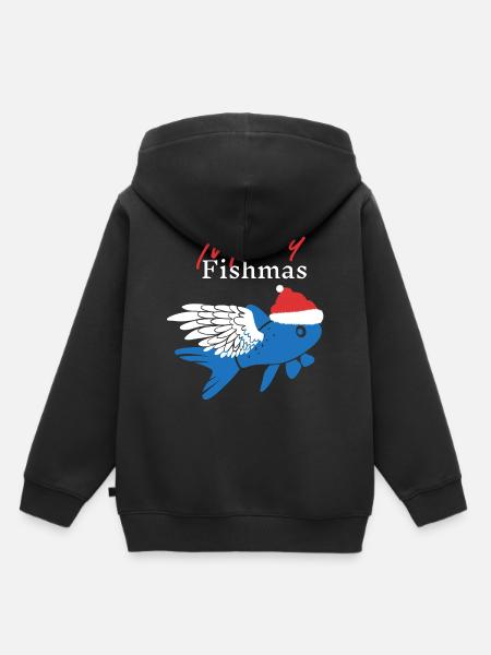 Merry Fishmas - Kinder Premium Organic Hoodie - Schwarz