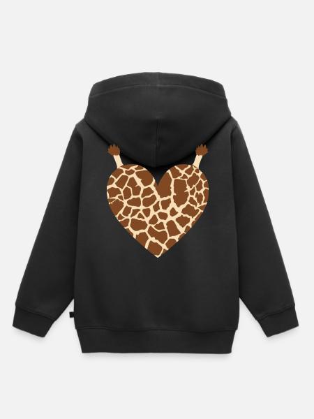 Giraffenherz-Design für Giraffenfans - Kinder Premium Organic Hoodie - Schwarz
