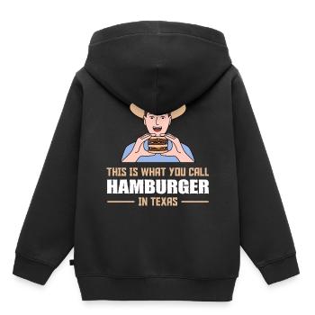 Hamburger in Texas Design für stolze Texaner - Kinder Premium Organic Hoodie - Schwarz - Hinten - AI Model Kid Male (0cm)