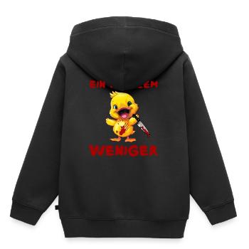 Un problème de moins - Canard au couteau Halloween - Sweat Premium à capuche enfant bio - noir - Dos - AI Model Kid Male (0cm)