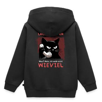 Lack gesoffen? Wieviel?! – Genervte Telefonkatze - Kinder Premium Organic Hoodie - Schwarz - Hinten - AI Model Kid Male (0cm)