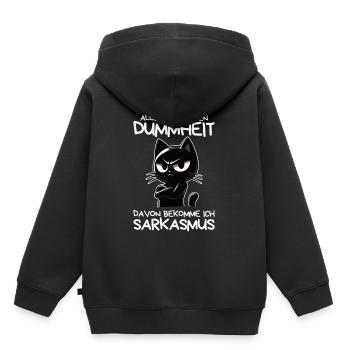 Allergisch gegen Dummheit – Katze mit Sarkasmus - Kinder Premium Organic Hoodie - Schwarz - Hinten - AI Model Kid Male (0cm)
